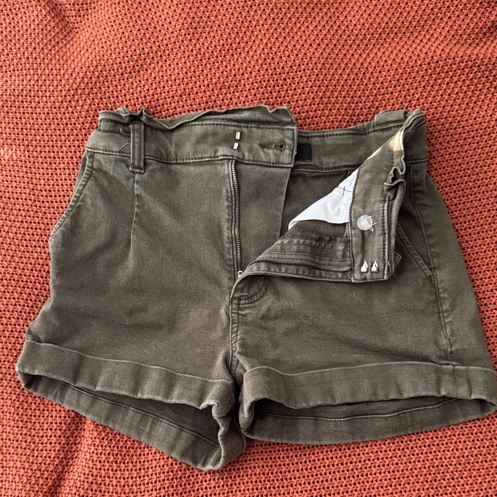 Express High Waist Olive Shorts